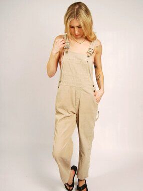 90s Gap Corduroy Overalls (S) small tan vintage womens bootcut casual bibs cute